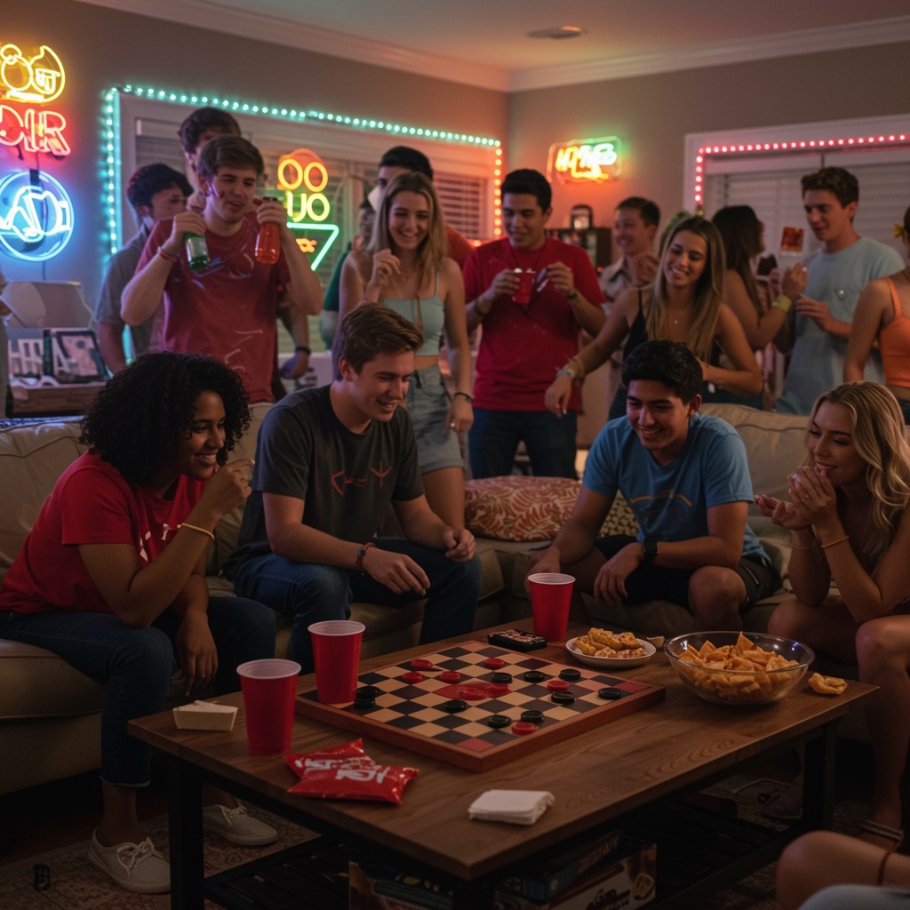 Noblemen playing the Game of Draughts in a grand 1756 setting